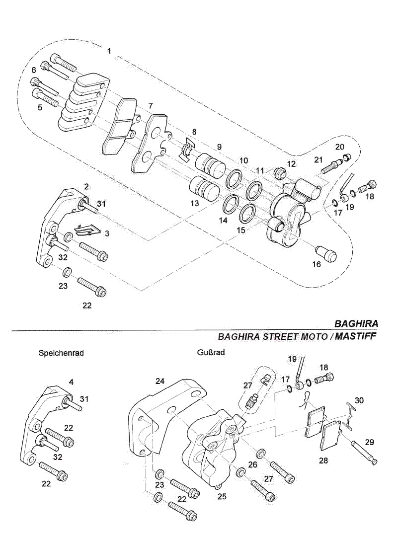 Dichtungssatz Bremssattel vorn Baghira