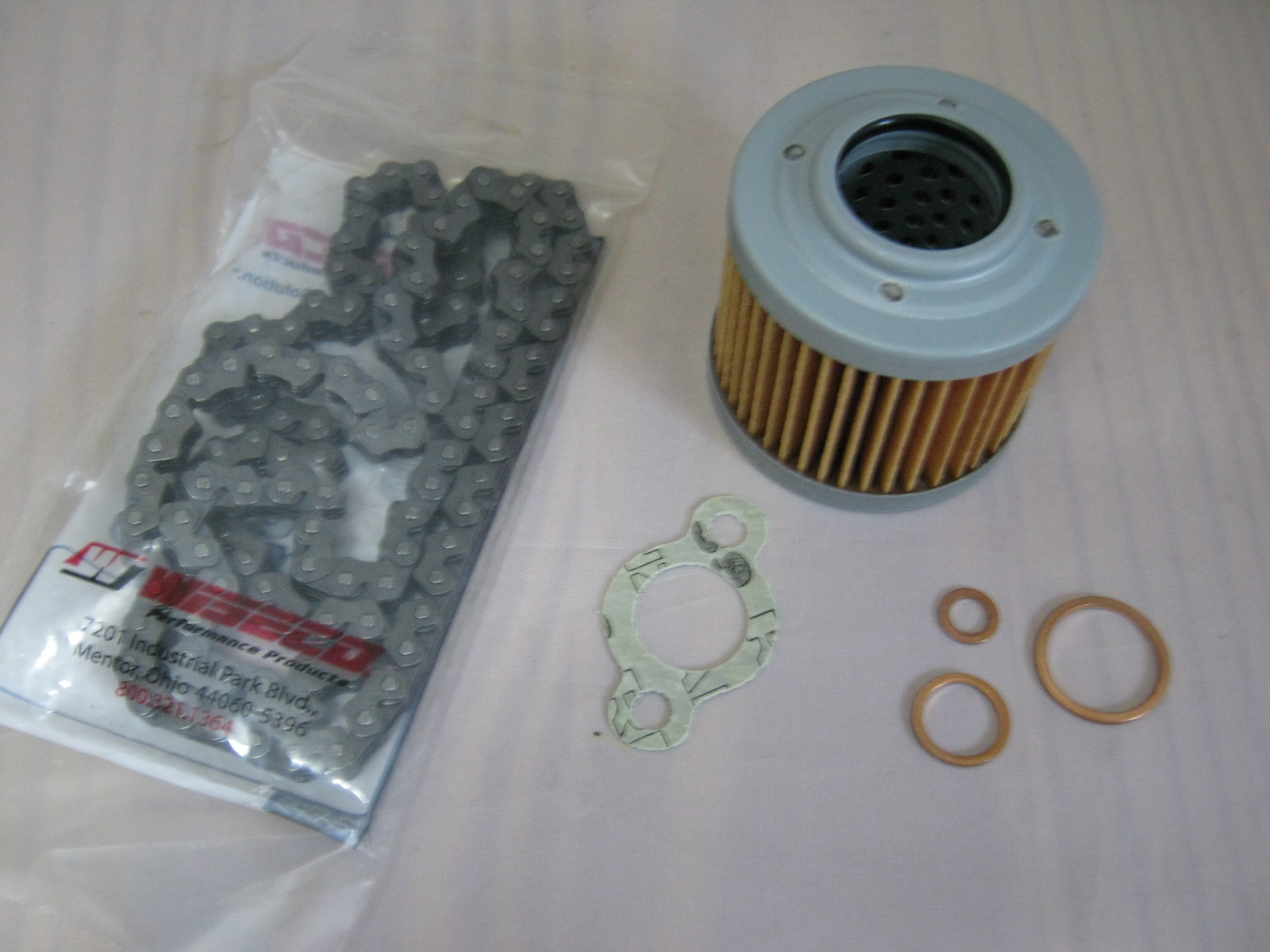 Steuerkette Wiseco, Dichtung Kettenspanner und Ölfilter Steuerkette Wiseco, Dichtung Kettenspanner und Ölfilter